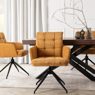 Krzesło Obrotowe AKITA Musztardowe Sztruksowe
