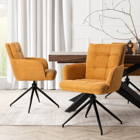 Krzesło Obrotowe AKITA Musztardowe Sztruksowe