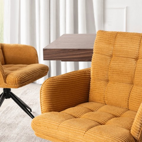 Krzesło Obrotowe AKITA Musztardowe Sztruksowe