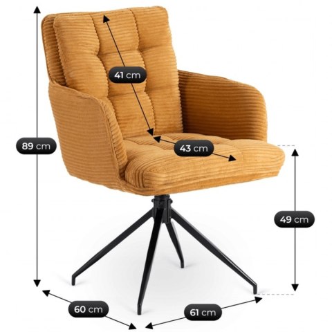 Krzesło Obrotowe AKITA Musztardowe Sztruksowe