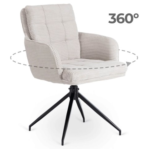 Krzesło Tapicerowane Obrotowe do Salonu AKITA Szare Sztruksowe Nowoczesne