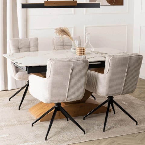 Krzesło Tapicerowane Obrotowe do Salonu AKITA Szare Sztruksowe Nowoczesne