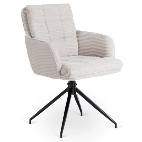 Krzesło Tapicerowane Obrotowe do Salonu AKITA Szare Sztruksowe Nowoczesne