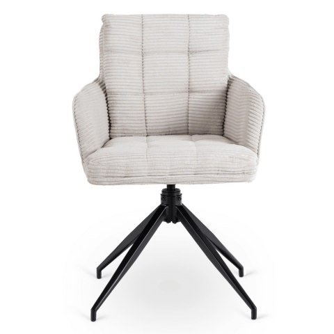 Krzesło Tapicerowane Obrotowe do Salonu AKITA Szare Sztruksowe Nowoczesne