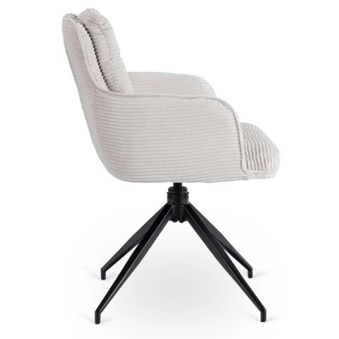 Krzesło Tapicerowane Obrotowe do Salonu AKITA Szare Sztruksowe Nowoczesne