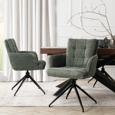 Krzesło Obrotowe AKITA Zielone Sztruksowe
