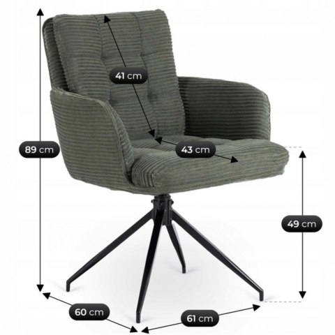 Krzesło Obrotowe AKITA Zielone Sztruksowe