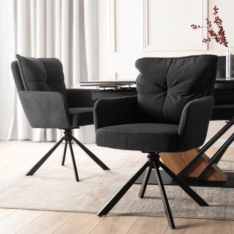 Krzesło Obrotowe CITY Czarne Sztruksowe