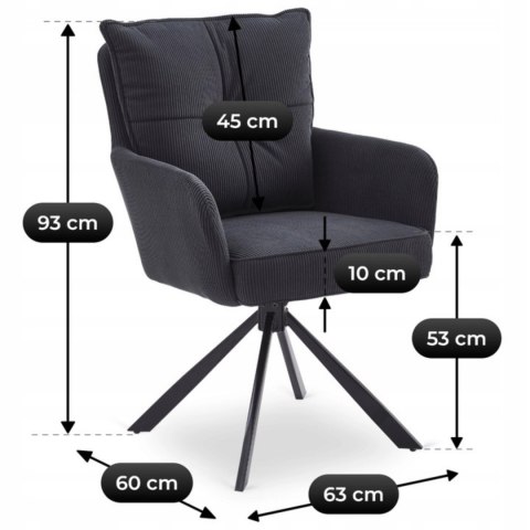 Krzesło Obrotowe CITY Czarne Sztruksowe