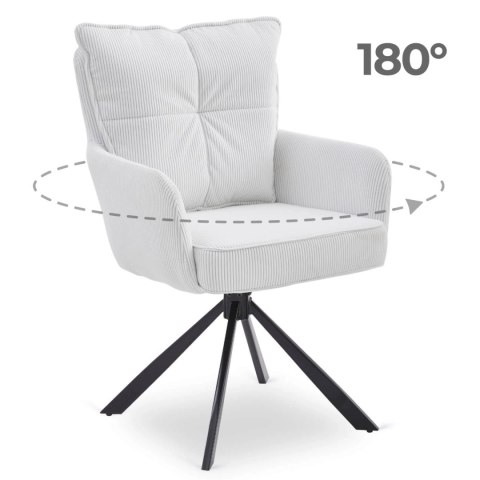 Krzesło Tapicerowane Obrotowe do Salonu CITY Kremowe Sztruksowe Nowoczesne