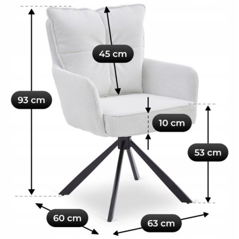 Krzesło Tapicerowane Obrotowe do Salonu CITY Kremowe Sztruksowe Nowoczesne