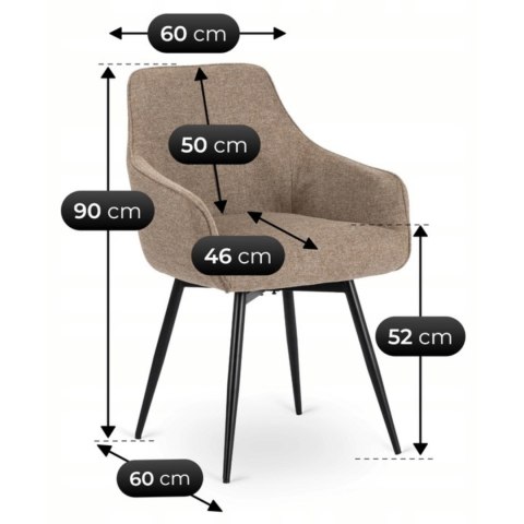 Krzesło Tapicerowane Obrotowe do Salonu LARISA Beżowe Nowoczesne
