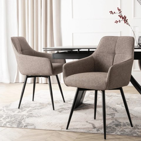 Krzesło Tapicerowane Obrotowe do Salonu LARISA Cappuccino Nowoczesne