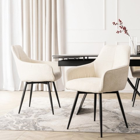 Krzesło Obrotowe LARISA Kremowe Boucle