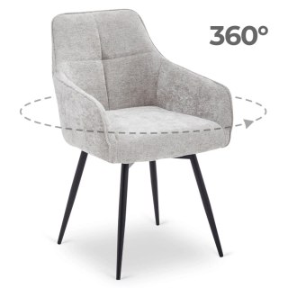 Krzesło Tapicerowane Obrotowe do Salonu LARISA Szare Nowoczesne