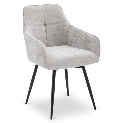 Krzesło Tapicerowane Obrotowe do Salonu LARISA Szare Nowoczesne