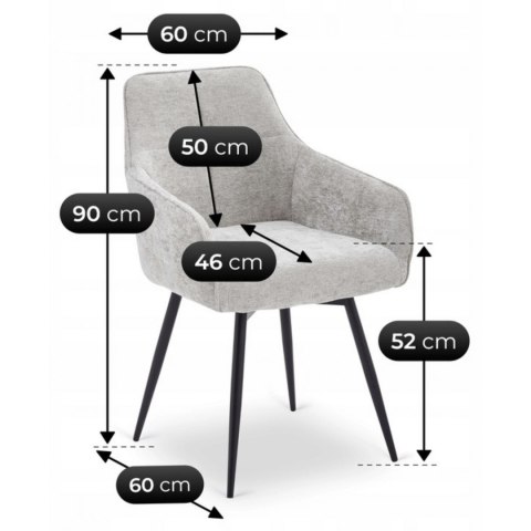 Krzesło Tapicerowane Obrotowe do Salonu LARISA Szare Nowoczesne