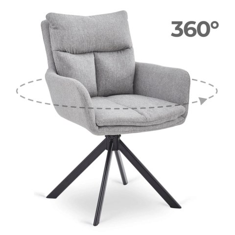 Krzesło Tapicerowane Obrotowe do Salonu PAUL Szare Nowoczesne