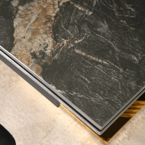 Stół IBIZA Ceramiczny Rozkładany 160-240 cm Czarny Marmur/Złoty