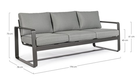 BIZZOTTO sofa 3-osobowa ogrodowa MERRIGAN szara