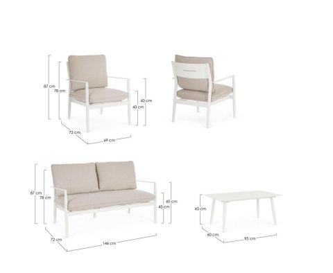 Bizzotto BIZZOTTO zestaw ogrodowy NEBULA biały / beżowy