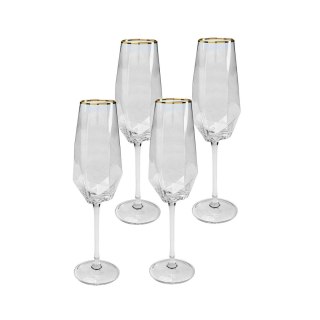 KARE komplet 4 kieliszków do szampana DIAMOND RIM 360 ml