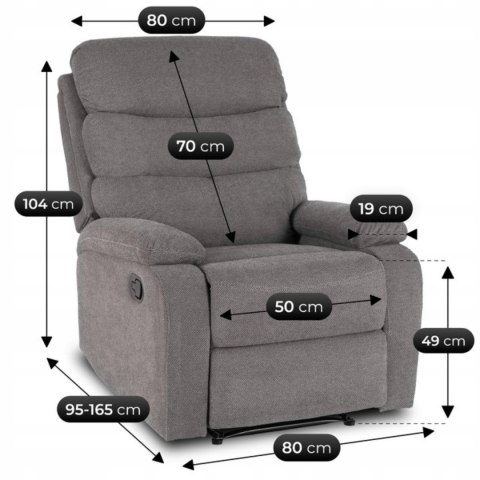 Fotel Rozkładany KOBE Szary Tkanina