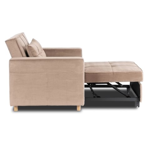 Fotel Rozkładany SOLOR Beżowy Welurowy