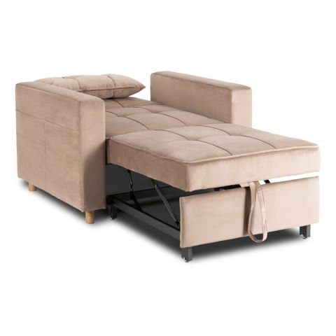 Fotel Rozkładany SOLOR Beżowy Welurowy