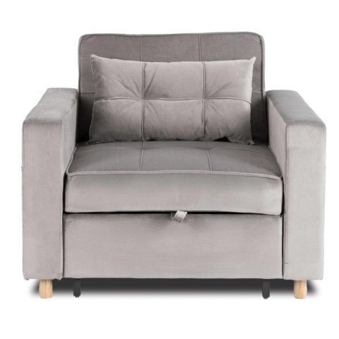 Fotel Rozkładany SOLOR Szary Welurowy