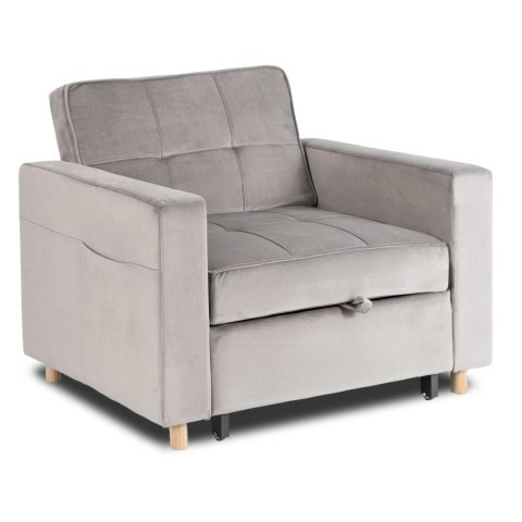 Fotel Rozkładany SOLOR Szary Welurowy