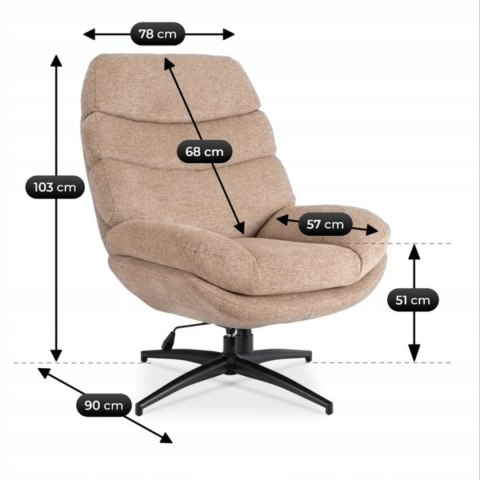 Fotel Wypoczynkowy Obrotowy ASTURIA Beżowy