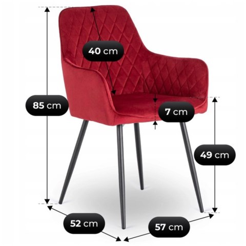 Krzesło BRESSO Bordowe Welurowe