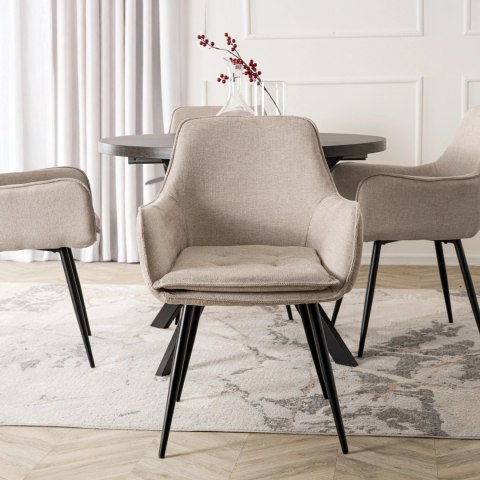 Krzesło Tapicerowane do Jadalni EDRICK Kremowe Nowoczesne Loft