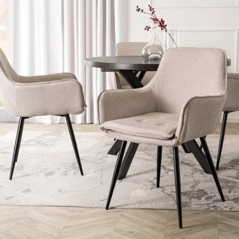Krzesło Tapicerowane do Jadalni EDRICK Kremowe Nowoczesne Loft