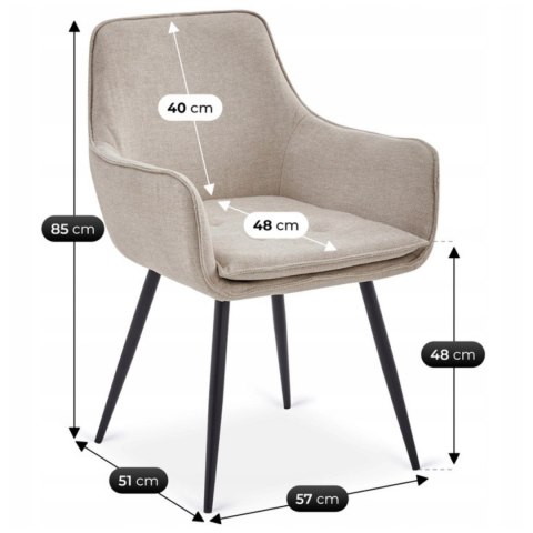 Krzesło Tapicerowane do Jadalni EDRICK Kremowe Nowoczesne Loft