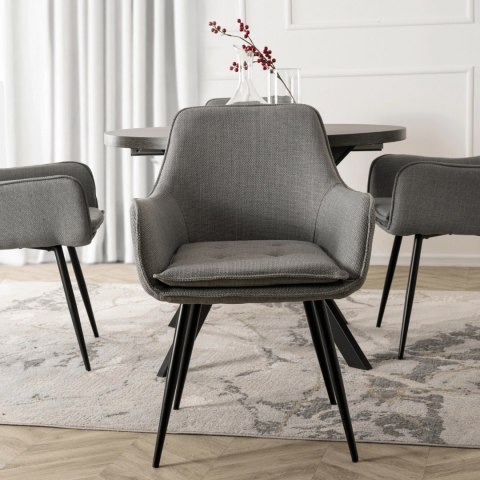 Krzesło Tapicerowane do Jadalni EDRICK Szare Nowoczesne Loft