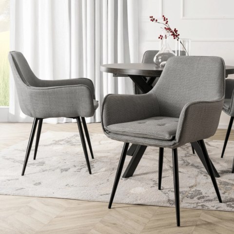 Krzesło Tapicerowane do Jadalni EDRICK Szare Nowoczesne Loft