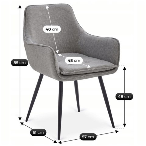 Krzesło Tapicerowane do Jadalni EDRICK Szare Nowoczesne Loft