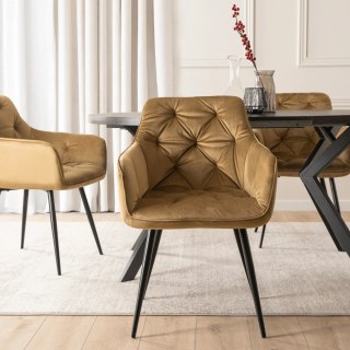 Krzesło MODESTO Musztardowe Welurowe