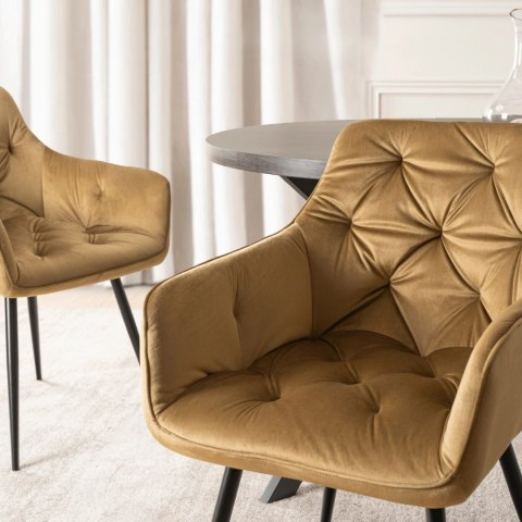 Krzesło MODESTO Musztardowe Welurowe