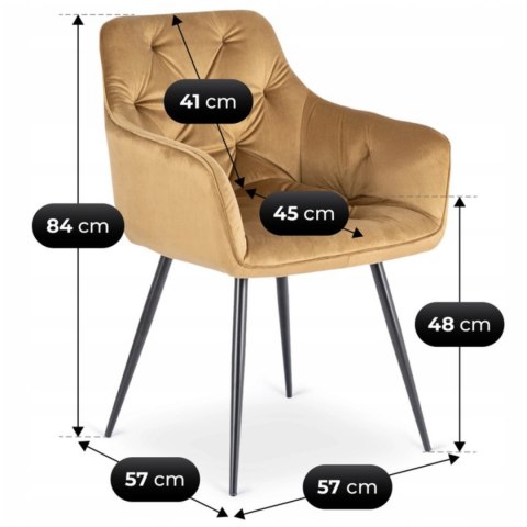 Krzesło MODESTO Musztardowe Welurowe