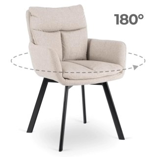 Krzesło Tapicerowane Obrotowe do Salonu CORTADO Beżowe Nowoczesne