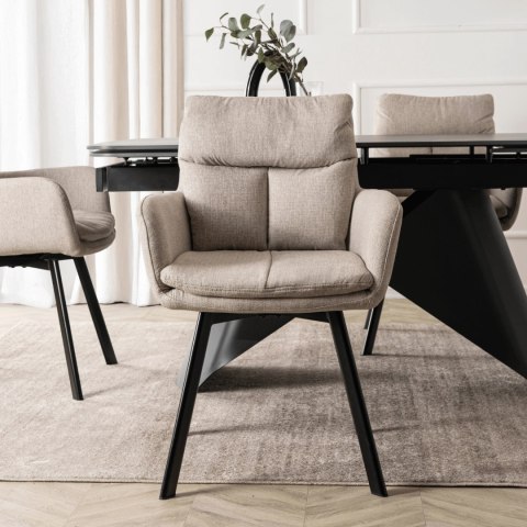 Krzesło Tapicerowane Obrotowe do Salonu CORTADO Beżowe Nowoczesne