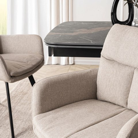 Krzesło Tapicerowane Obrotowe do Salonu CORTADO Beżowe Nowoczesne