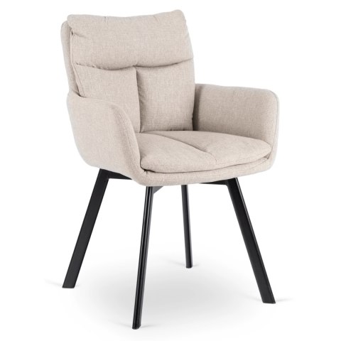 Krzesło Tapicerowane Obrotowe do Salonu CORTADO Beżowe Nowoczesne