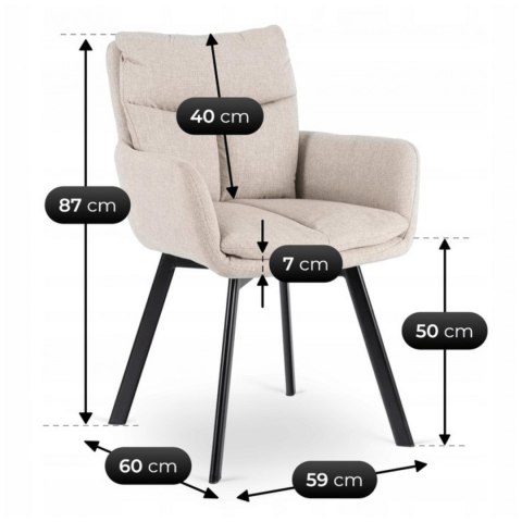 Krzesło Tapicerowane Obrotowe do Salonu CORTADO Beżowe Nowoczesne