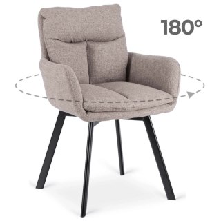 Krzesło Tapicerowane Obrotowe do Salonu CORTADO Brązowe Nowoczesne