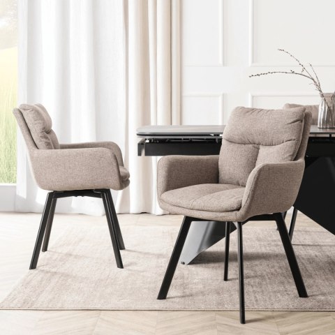 Krzesło Tapicerowane Obrotowe do Salonu CORTADO Brązowe Nowoczesne