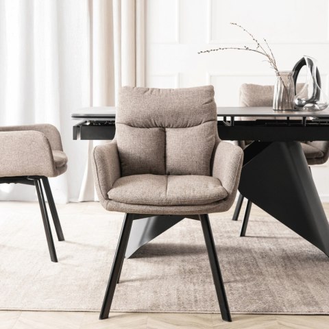 Krzesło Tapicerowane Obrotowe do Salonu CORTADO Brązowe Nowoczesne